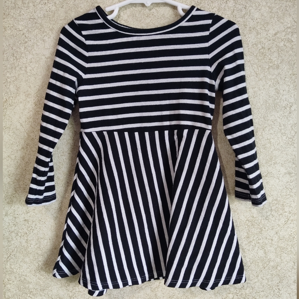 Cat & Jack Dress Black White Striped Size 3T Beetlejuice Referee Jail Costume